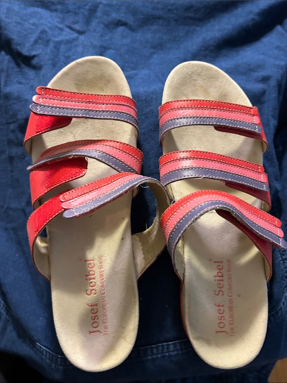 Josef Seibel Red and Purple Multi-Strap Women's Comfort Sandals